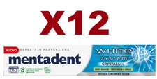 12PCS MENTADENT WHITE SYSTEM CRYSTAL GEL 75ML WHITE TOOTHPASTE