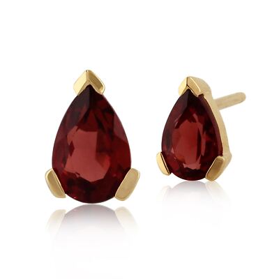 Classic Pear Garnet Stud Earrings in 9ct Yellow Gold 6.5x4mm
