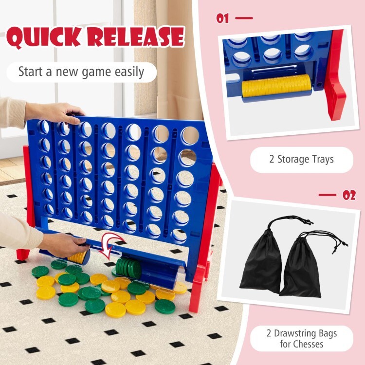 Jumbo 4-to-Score Connect Game Set 2 Tray Holding 42 Colorful