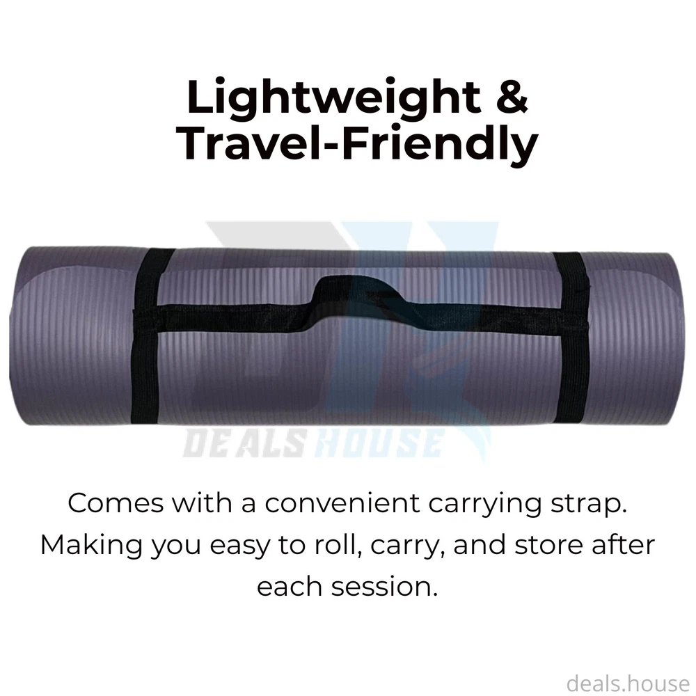 Thick Non-Slip Yoga Mat with Strap for Pilates Gym Fitness - Minor Defect