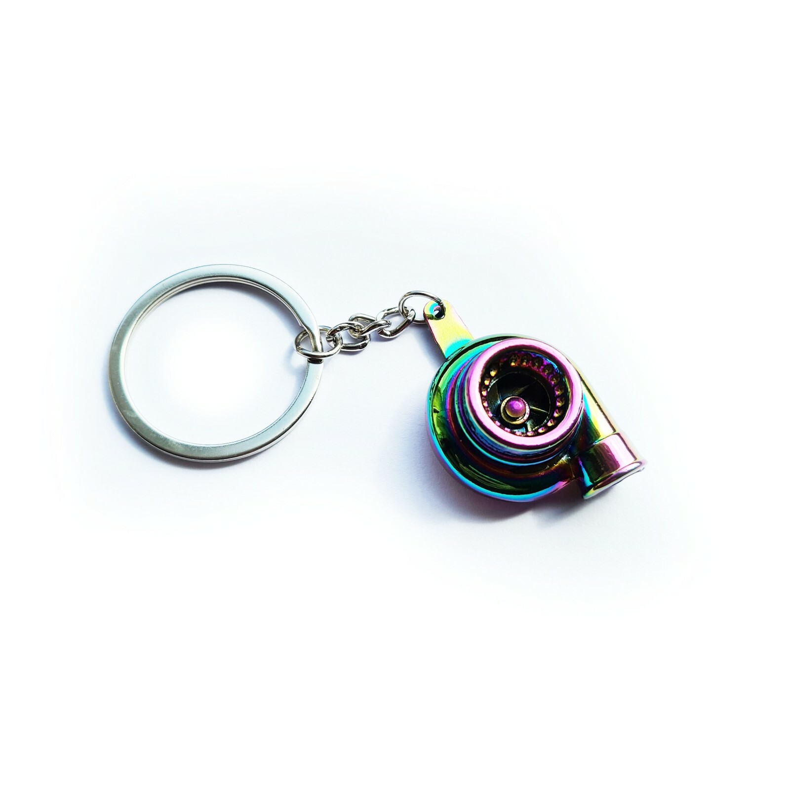 Image 91 - Turbo Charger Boost Spinning Fan Metal Anodized Key Chain Keyring JDM Neo Chrome