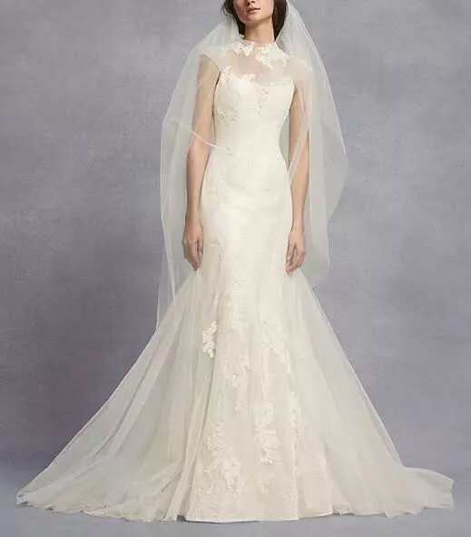 white by vera wang lace chantilly wedding dress | eBay