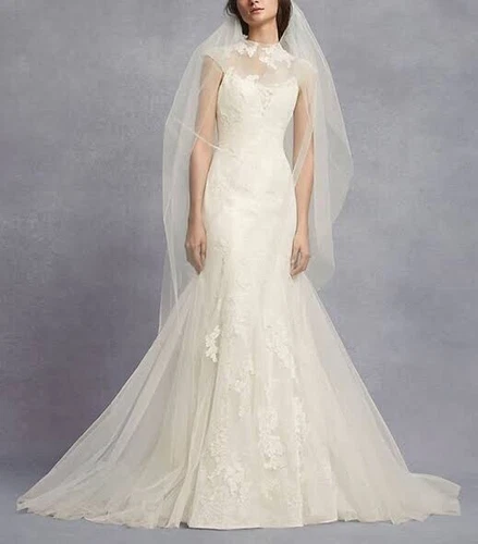white by vera wang lace chantilly wedding dress