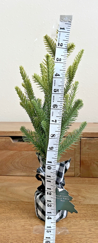 5 Faux Evergreen Tree Buffalo Plaid Fabric Wtd Base Christmas Holiday Decor-14" - Picture 4 of 5