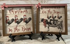 NEW SET OF 2 CHRISTMAS FARMHOUSE TABLETOP SIGN DECOR 8  