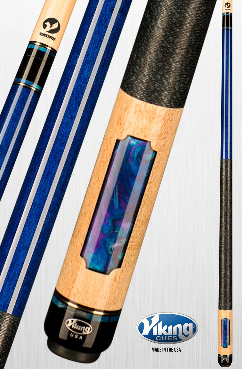 A634 BLUE VIKING Pool Cue Billiard Stick with VIKORE Shaft + LIFETIME