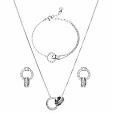 Women Jewelry Set Stainless Steel Roman numerals Necklace Earrings Bracelet Set