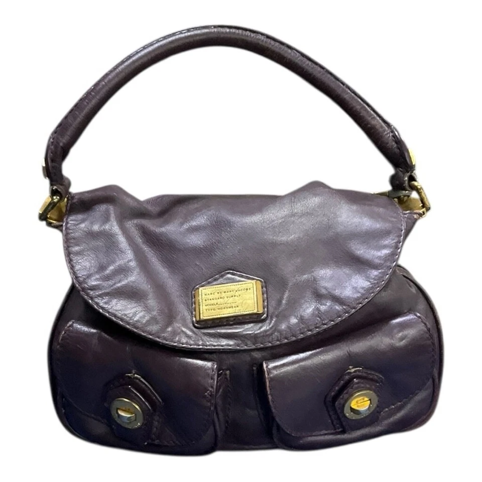 Marc by Marc Jacobs Lil Riz Hobo Bag Brown Leather Gold Turnlock  Y2K Purse - Image 2 of 4