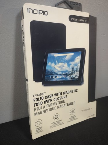 Incipio Faraday Verizon Ellipsis 10 Black Tablet Folio Case Cover Magnetic Fold