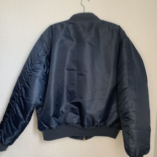 Chaqueta bombardero aviador de piloto de vuelo satinada Rothco MA-1 para hombre XL azul naranja - Imagen 12 de 12