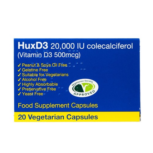 HuxD3 Colecalciferol 20000iu Vitamin Hux D3 Capsules Vegetarian Kosher Halal - Picture 23 of 33