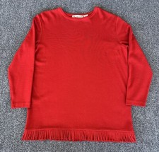 Bechamel Womens VTG Sweater Red Wool Blend Long Sleeve Pullover Fringe Minimali