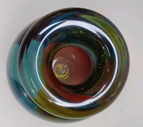 Vintage Murano Handmade Vase 5" Blue & Brown Mixed Colors - Picture 11 of 13