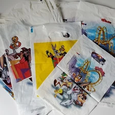 14 Warner Brothers Six Flags Plastic Shopping Bags 2000 Looney Tunes Souvenirs