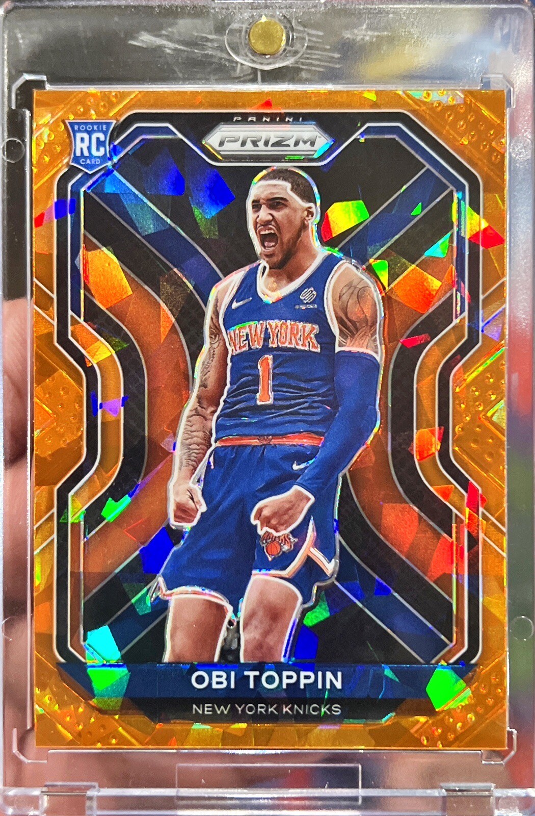 2020-21 Panini Prizm Obi Toppin Rookie Orange Cracked Ice Prizms Card #280 RC