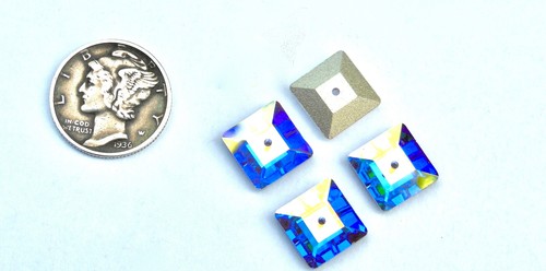 Crystal AB F (10mm) Vtg Swarovski 3400 Flatback Sew-on Bead Buttons - 3 Pieces - Picture 6 of 7