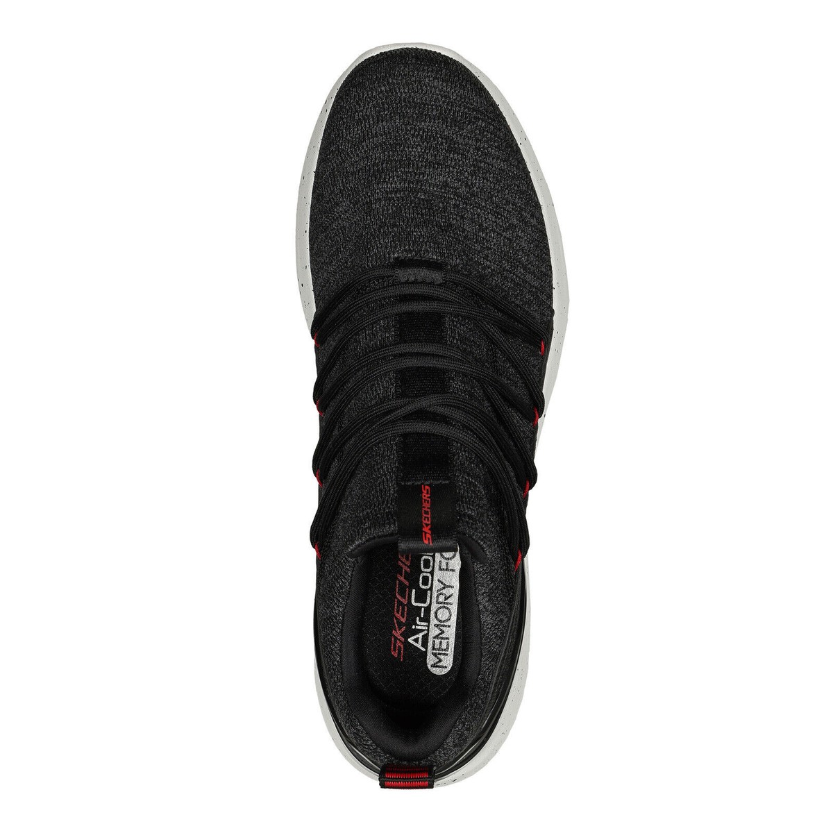 me　2 Skechers Shoes Black Red Men Comfort Casual Walk Flex Memory Foam