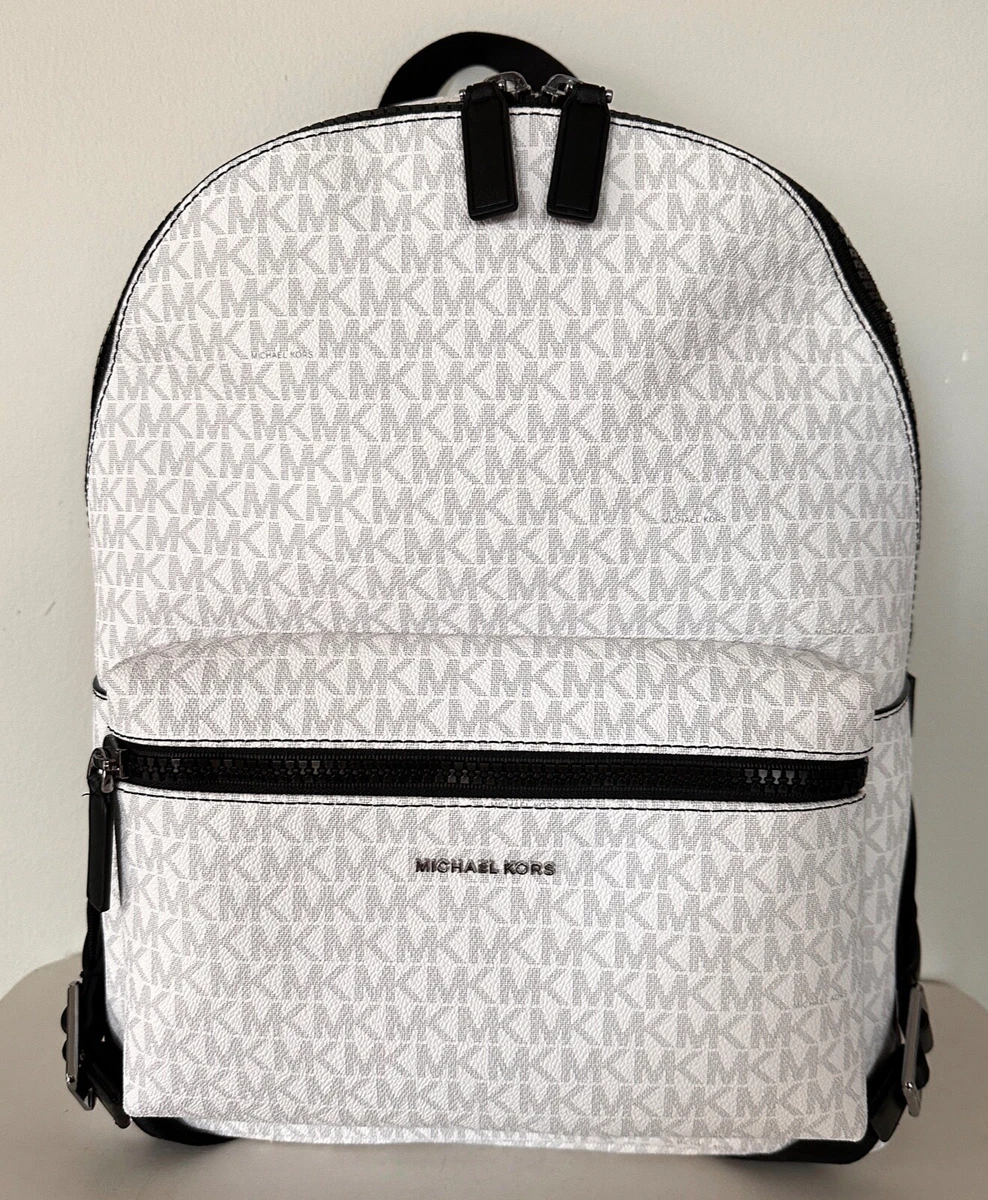 Michael Kors Cooper Unisex Large Bright White MK PVC Travel School Backpack