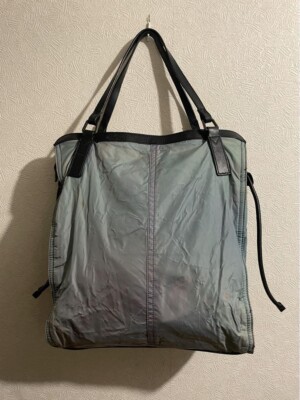 Burberry Tote Bag Hand Tote Barble Nova Ckeck Nylon Leather USED
