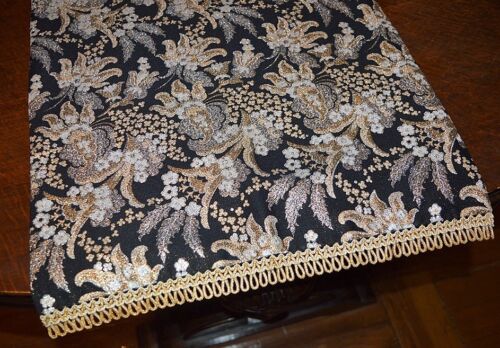 HOLIDAY SPARKLE IN SILVER & GOLD METALLIC! VTG GERMAN WOVEN RUNNER CHRISTMAS? - Picture 2 of 12