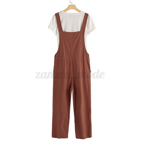 Damen Sommer Solide Lockere Hose Pants Latzhose Overall Strampler Jumpsuits - Bild 8 von 34