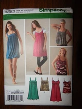 Dress Top Tank Simplicity 3882 UC FF 14-22 Tunic Sewing Pattern Womens knit 