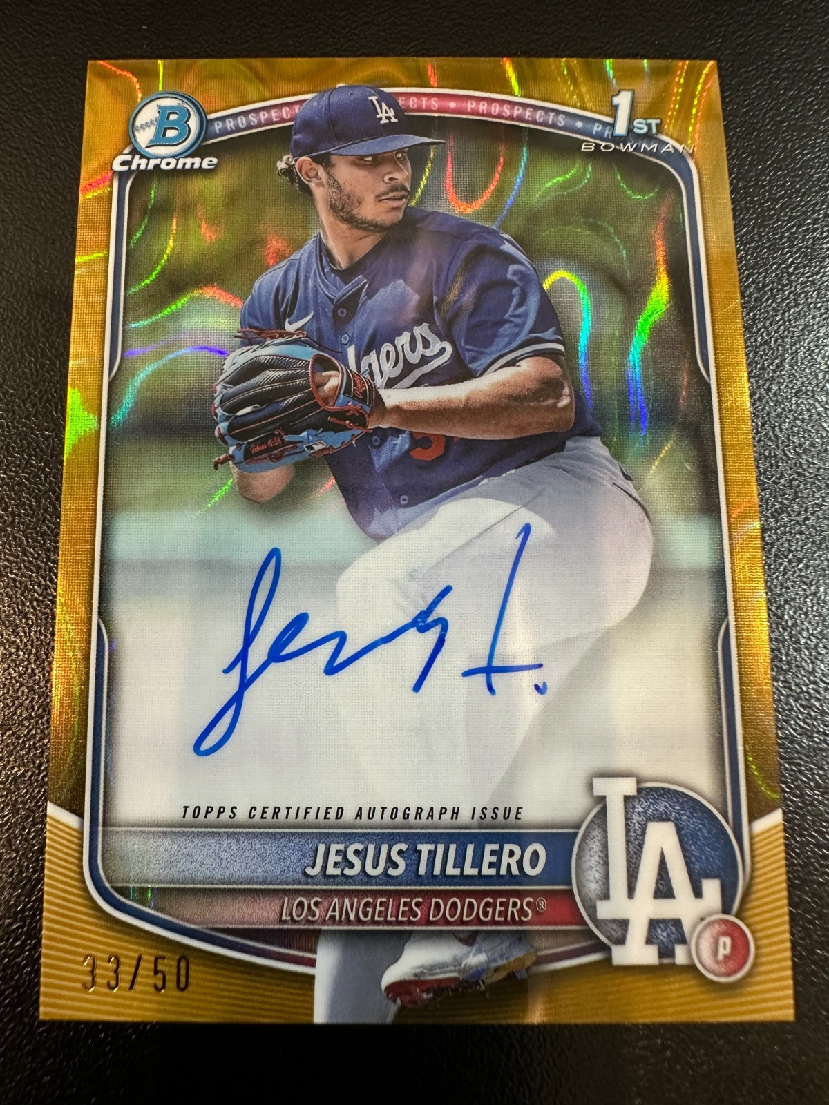 2025 BOWMAN CHROME Jesus Tillero Gold Lava Refractor Auto /50 Dodgers CPA-JT