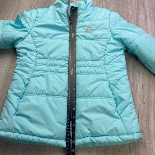 Gerry Girls Puffer Jacket Blue Mid Length Zipper Lined Mock Neck Pockets L 14/16 - Picture 10 of 11