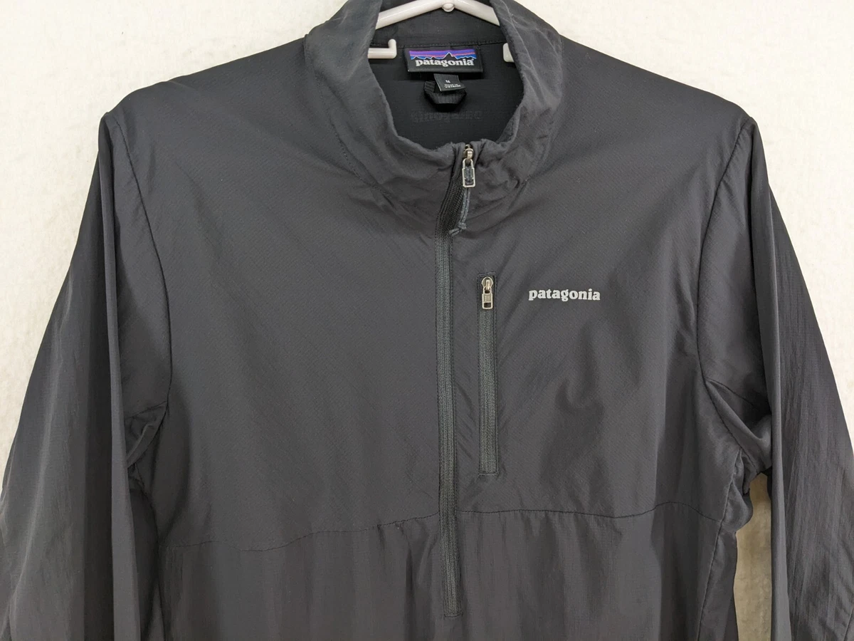 Patagonia Mens Size Medium Black Half Zip Nylon Ultralight Windbreaker Ripstop