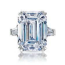 MELODY 16 CARAT EMERALD CUT D COLOR VVS2 CLARITY DIAMOND ENGAGEMENT RING PLATINU