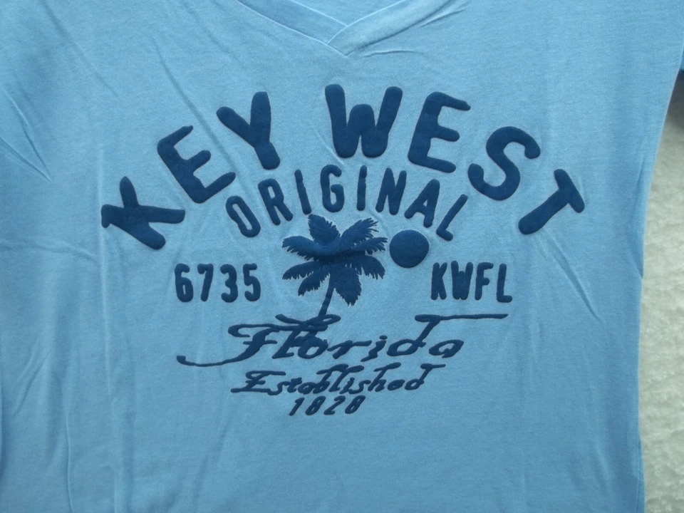 Женская мягкая футболка Key West Florida синий V-образный вырез размер S от Miami Style - Изображение 4 из 4