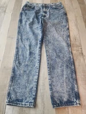Vtg H.I.S Men's Acid Wash Distressed Denim Jeans 34x31(tag36x32)