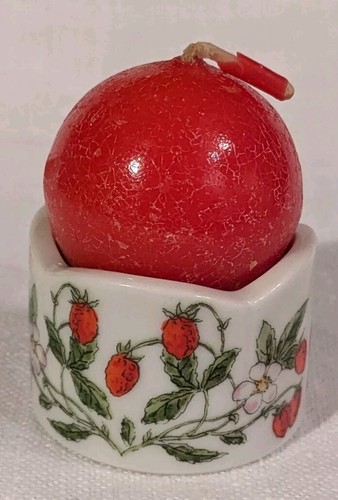 NOS Ball Candle Strawberry Holder Funny Designs Cherie Leuchter Ceramic Vtg Box - Picture 4 of 15