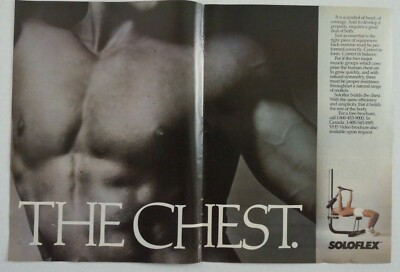 1984 SOLOFLEX Bodybuilding Exercise Weight Lifting ''The Chest'' Magazine Ad