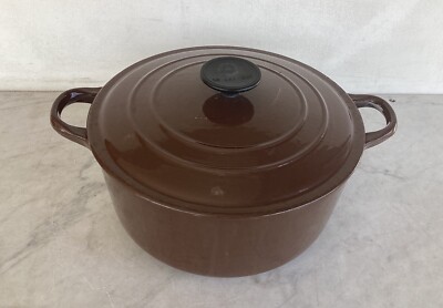 Vintage LE CREUSET E Chocolate Brown Qt Cast Iron Dutch