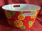 Melamine Beverage Serving Bowl Tub With Handles Vibrant Floral Pattern