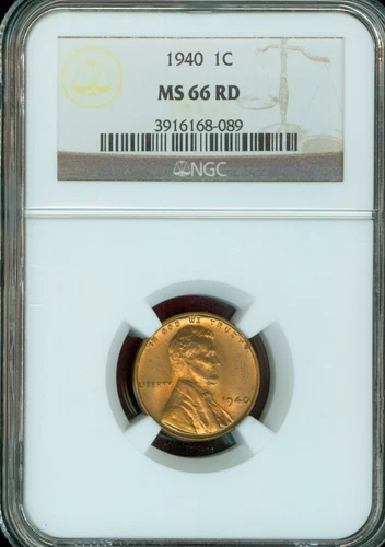 1940-P Lincoln cent Graded MS66 RD by NGC