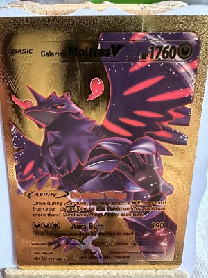GALARIAN MOLTRES V Gold Foil Fan Art Display Card Dire Flame Wings NM/M