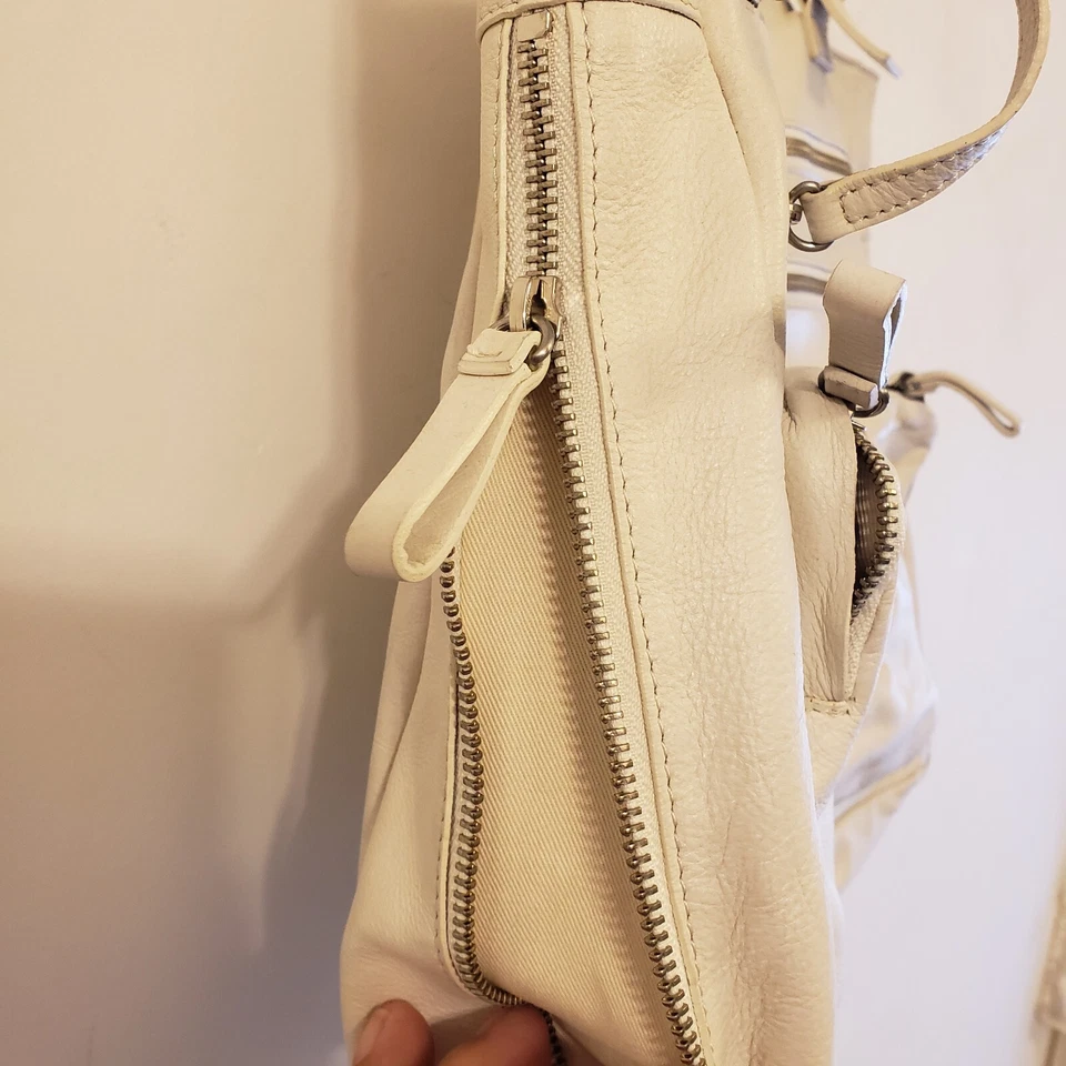 Club Monaco Дамская сумка белая кожа мульти молнии карманы средний двойной ручки сумка с короткими ручками - Изображение 3 из 4