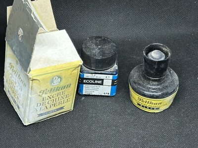 Vintage Ink Bottles Pair Advertising Items Office Retro Stationery Interest 9s