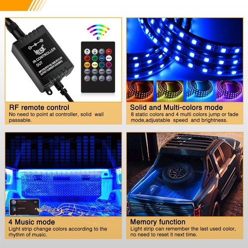 3X 60" LED Truck Bed RGB Cargo Light Strip Kit for Car Pickup Trucks Van SUV - Picture 4 of 12