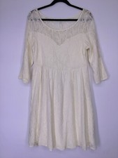Free People Shake It Up Lace Dress Size Medium Cream 3/4 Sleeves