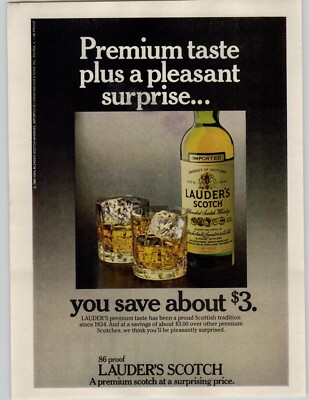 1980 Lauders Scotch Blended Whiskey Bottle Art Vintage Magazine Print Ad 