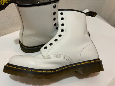 Dr. Martens White Lace-Up Boots US 11 1460 Laced Virginia Leather Lace Up Boots in White | Dr. Martens main image 2