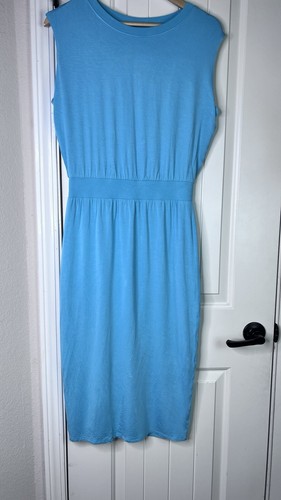 Athleta Santorini Cinch Midi Dress Sz S Teal Blue Resort Stretch Career - Picture 4 of 19