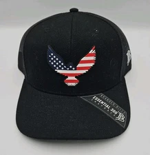 Branded Bills - Freedom Eagle PVC Curved Trucker Hat - Black - One Size