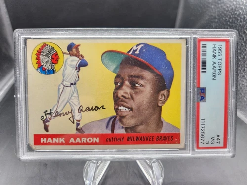 1955 Topps Baseball - Hank Aaron #47 Milwaukee Braves - PSA 3 VG 🔥