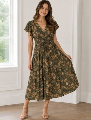 NWT Ulla Johnson Lyra Midi Flutter Sleeve Dress Size 6