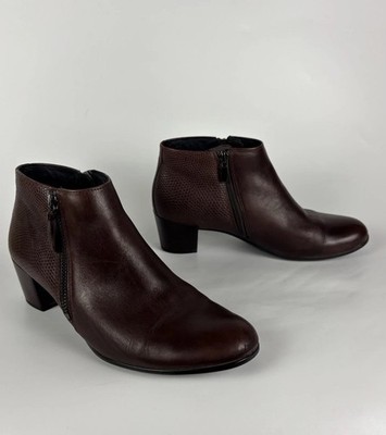 Ecco Shape M35 Women Sz 7 Brown Leather Ankle Boots Booties Comfort READ