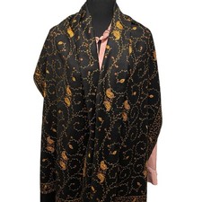 Traditional Kashmiri Shawl Micro Jaal Hand Embroidered 40x80  Black Pashmina